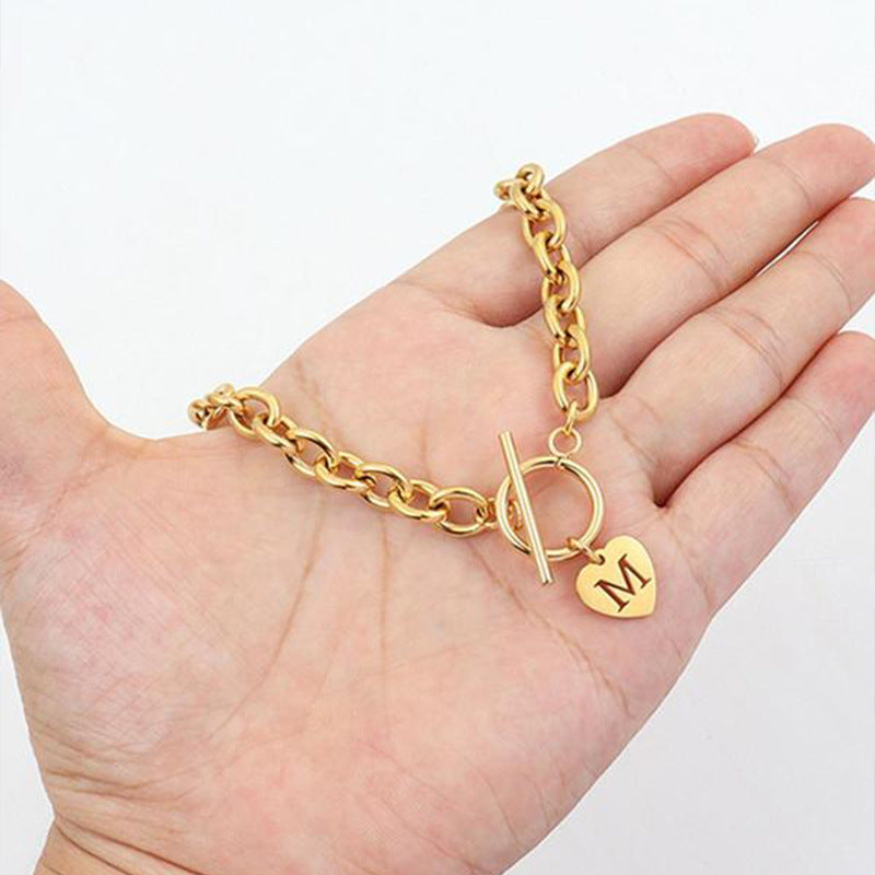 A–Z Initial Alphabet Letter Necklace with Heart Pendant