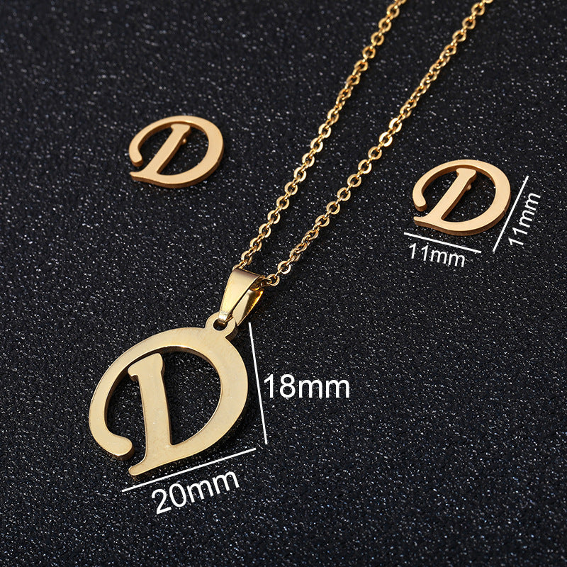 Stainless Steel Alphabet Necklace, 26 Initial Letters A–Z
