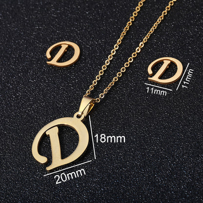 Stainless Steel Alphabet Necklace, 26 Initial Letters A–Z