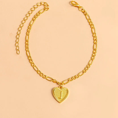 Gold Initial Letter Anklet for Women