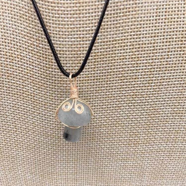 Winding Small Mushroom Natural Stone Necklaces