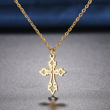 Retro Hollow Cross Gothic Necklace