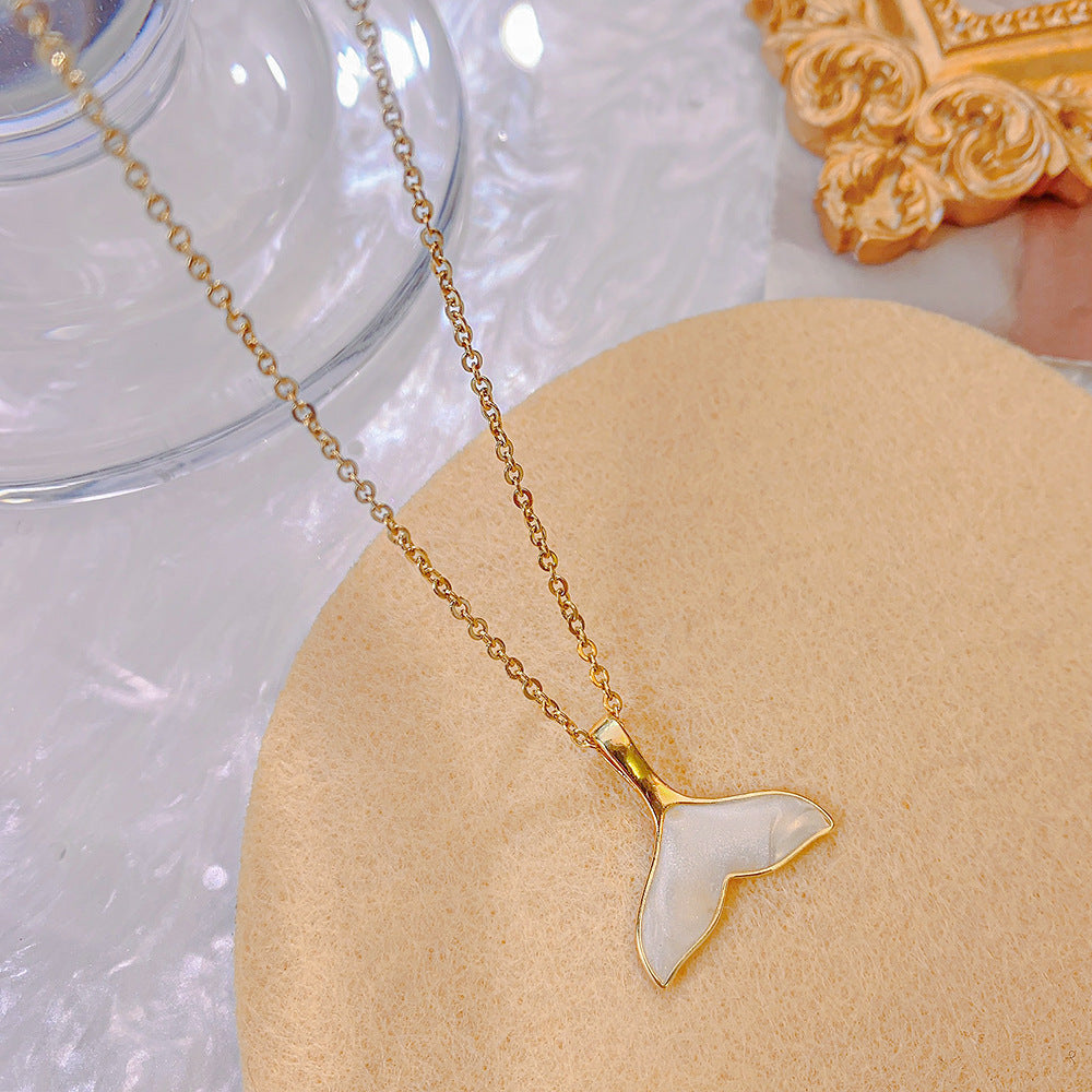 Whale Tail Pendant Necklace in Gold & Rose Gold