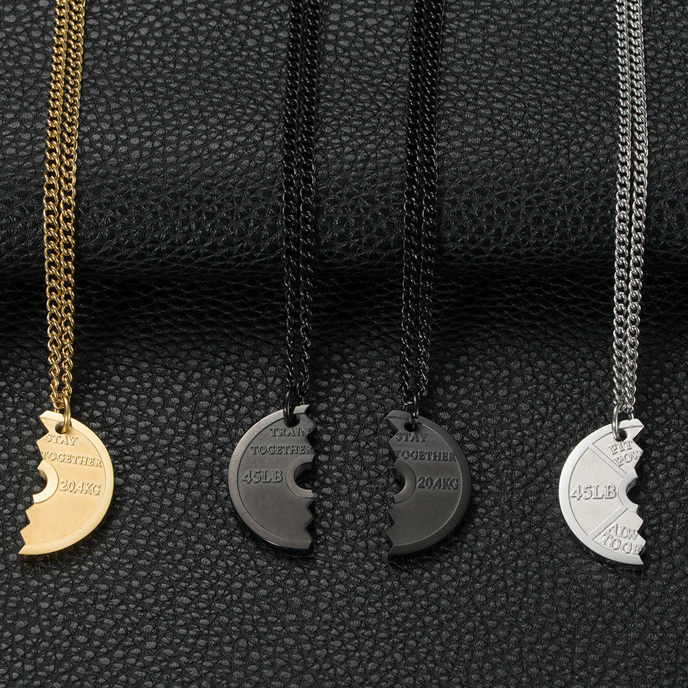 Dumbbell Couple Pendant Necklace
