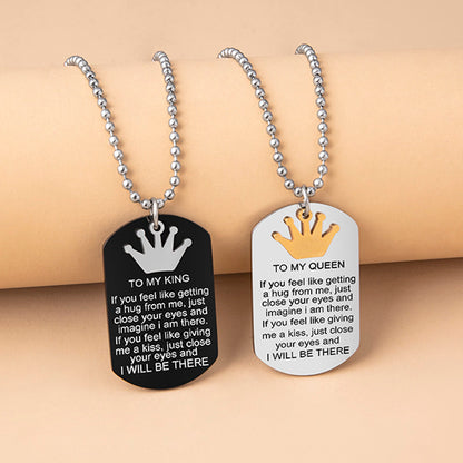 To My King & Queen” Couple Necklaces