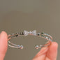 Women’s Minimalist Silver Bow Bracelet