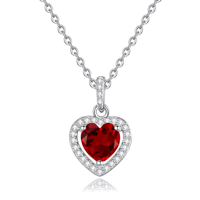 Natural Gemstone Heart Necklace for Women – S925 Sterling Silver