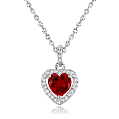 Natural Gemstone Heart Necklace for Women – S925 Sterling Silver