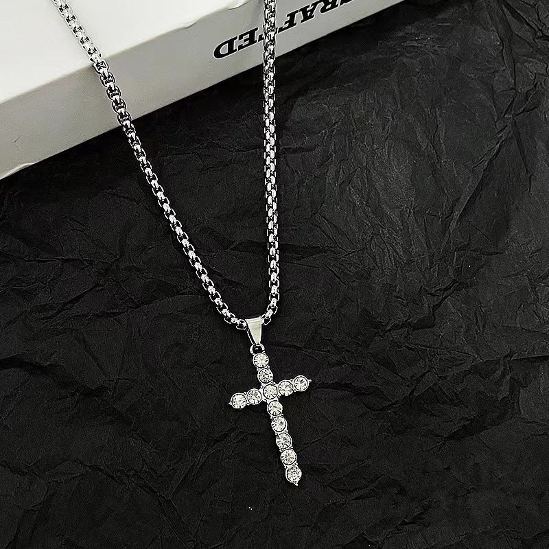 Street Style Diamond Cross Necklace