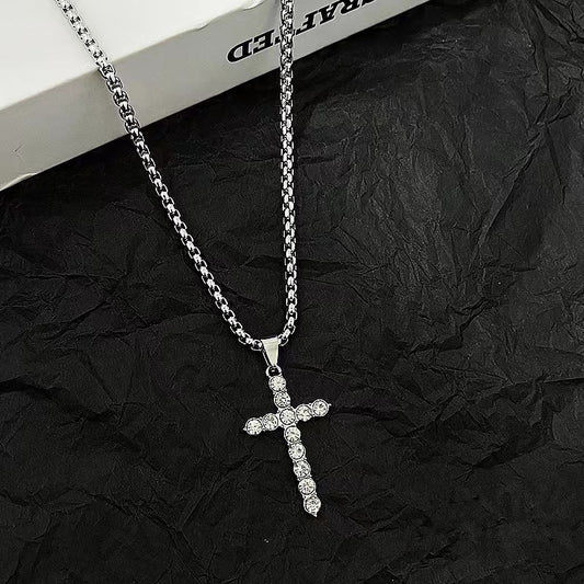Street Style Diamond Cross Necklace