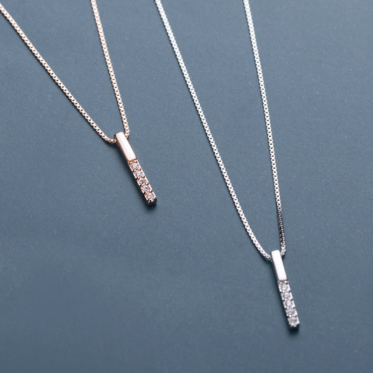 Vertical Bar Clavicle Necklace, S925 Sterling Silver