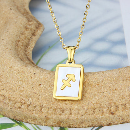 Square Shell Zodiac Necklace