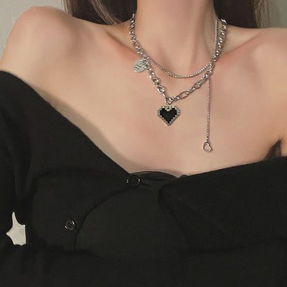 Double Layered Love Heart Clavicle Chain