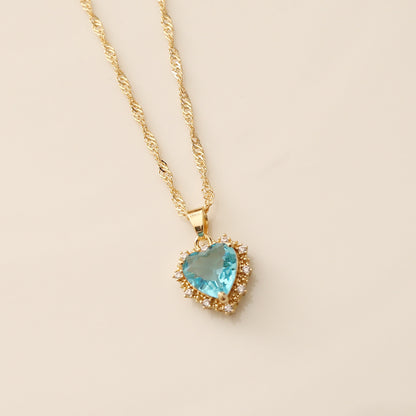 Heart-Shaped Rhinestone Collarbone Necklace