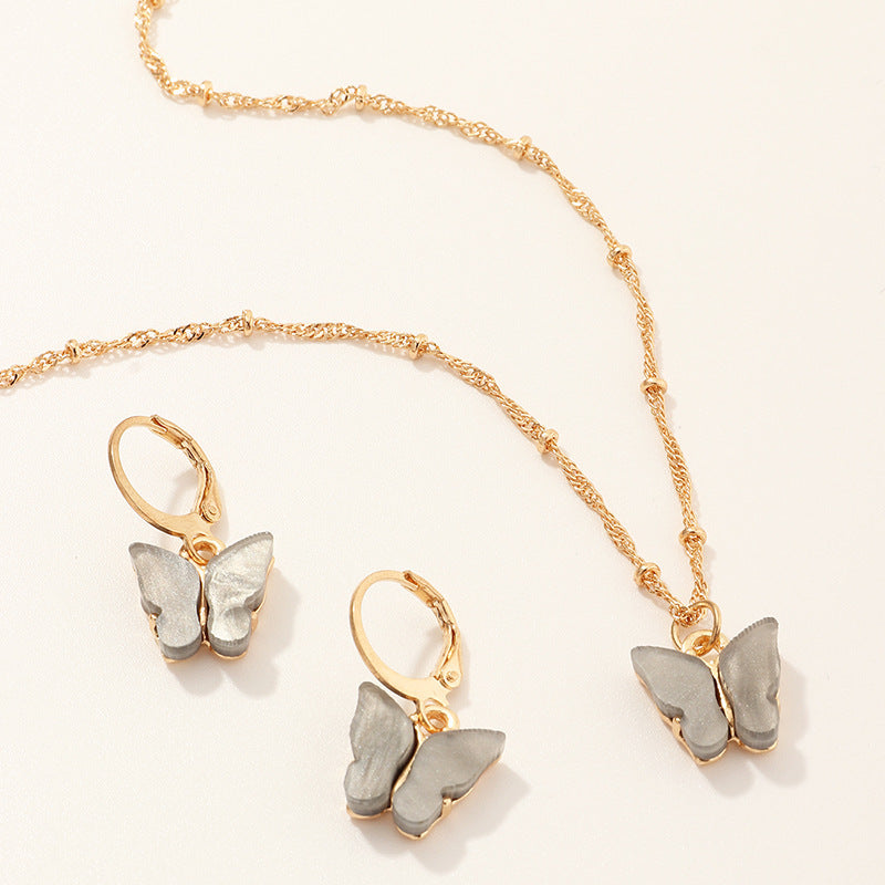 Butterfly Necklace And Earring Sets