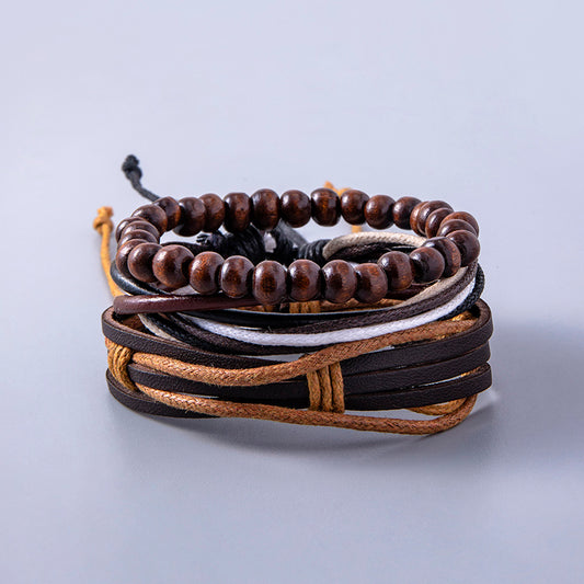 Vintage Multilayer Leather Adjustable Bracelet Set