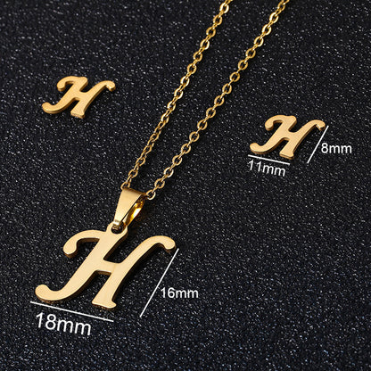 Stainless Steel Alphabet Necklace, 26 Initial Letters A–Z