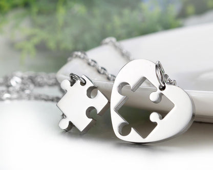 Love Puzzle Couple Pendant Necklace