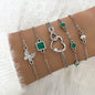 Bohemian 5pc Green Crystal Bracelets Set