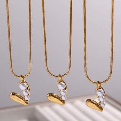 French Retro Pearl Love Necklace