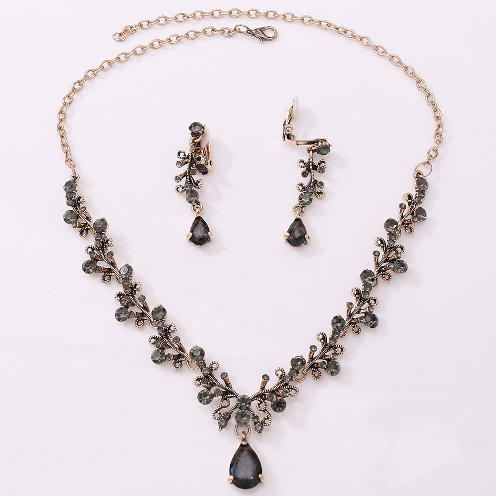 Bridal Rhinestone Zircon Necklace & Earring Set