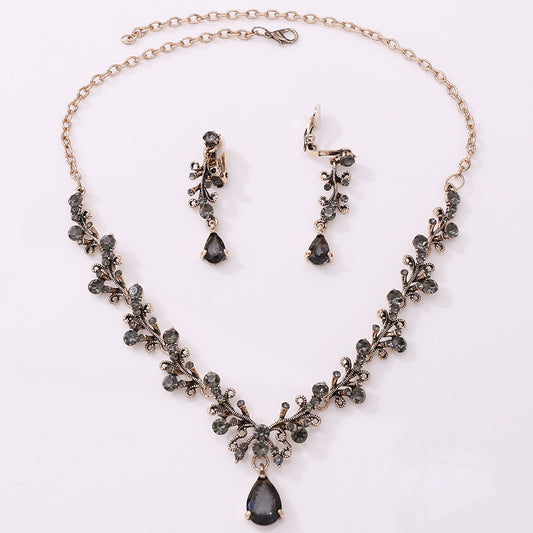 Bridal Rhinestone Zircon Necklace & Earring Set