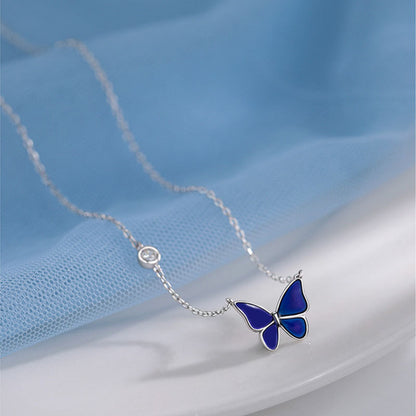 Colour Changing Butterfly Necklace Silver