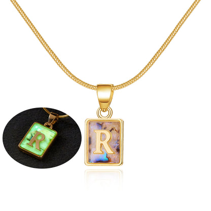 Luminous Pendant 26 Letter Square Necklace