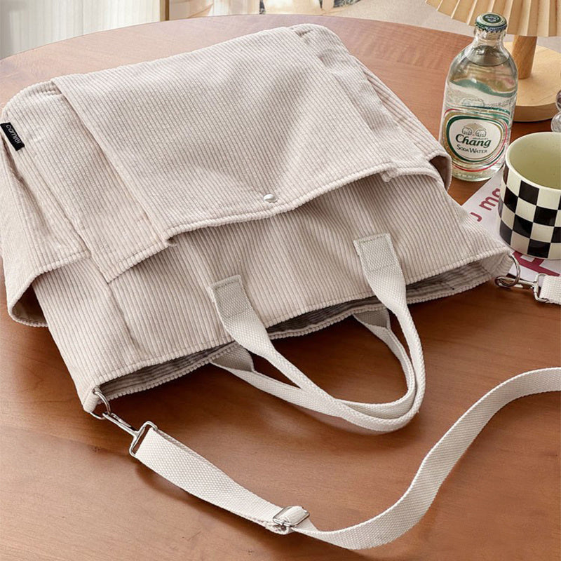 Thick Corduroy Shoulder Tote Bag