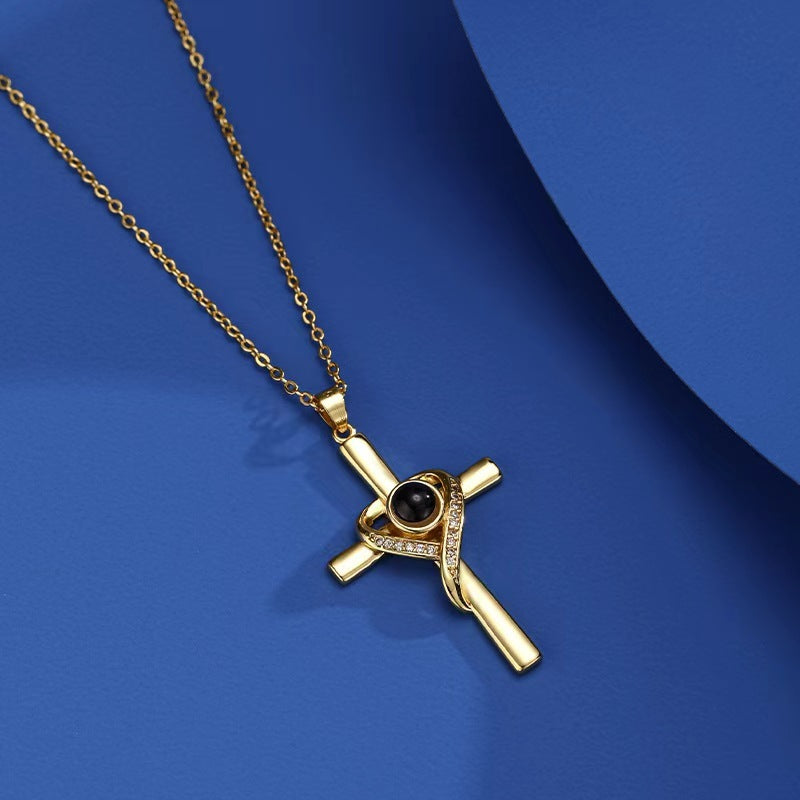 Love Cross Pendant  Projection Necklace Pendant  - I Love You Memorial Jewellery