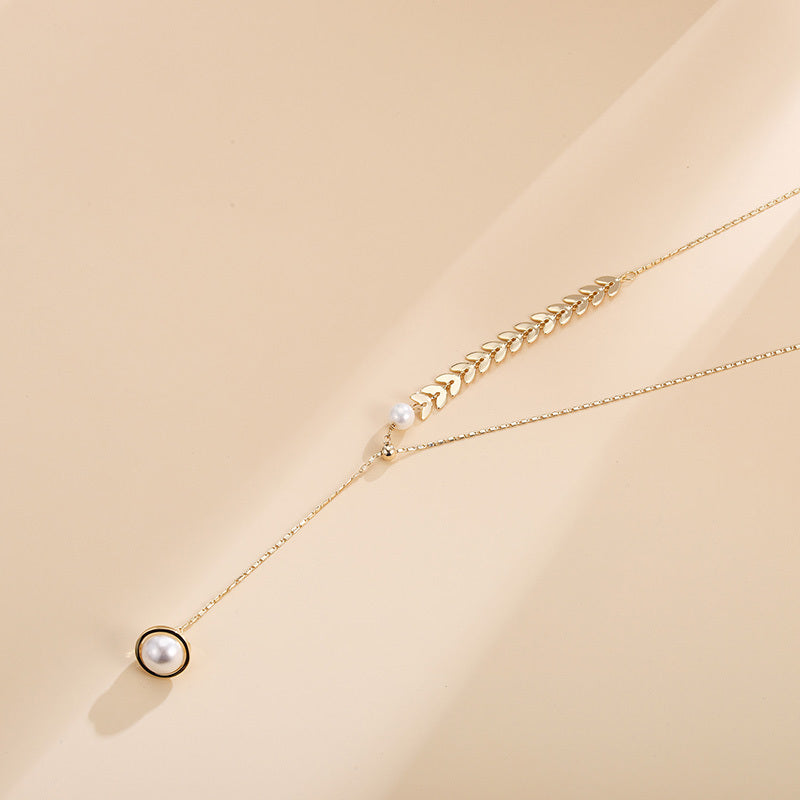 Wheat Ear Stitching Pearl Clavicle Chain