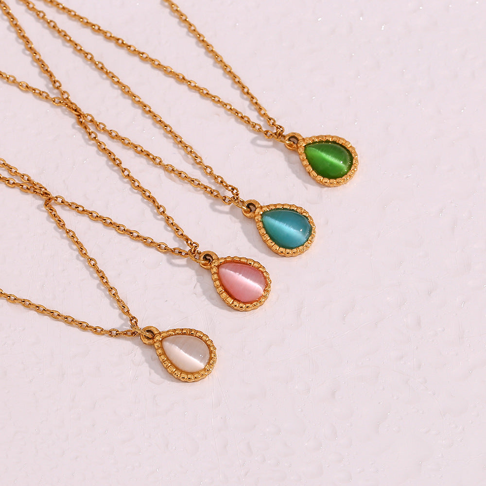 Minimalistic Water Drops Opal Earrings & Necklace
