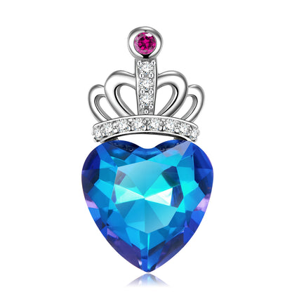 Blue Heart Crown Necklace