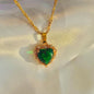 Gold Clavicle Chain Necklace with Colourful Rhinestone Heart