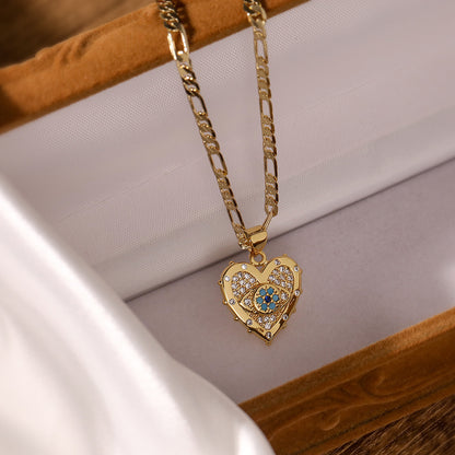 Gold Heart Shaped Zircon Pendant Necklace & Earrings Set