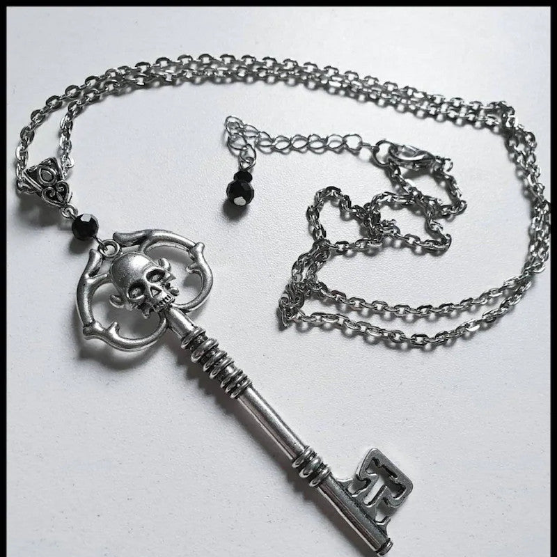 Gothic Long Sword Black Rose Earrings & Necklace Set