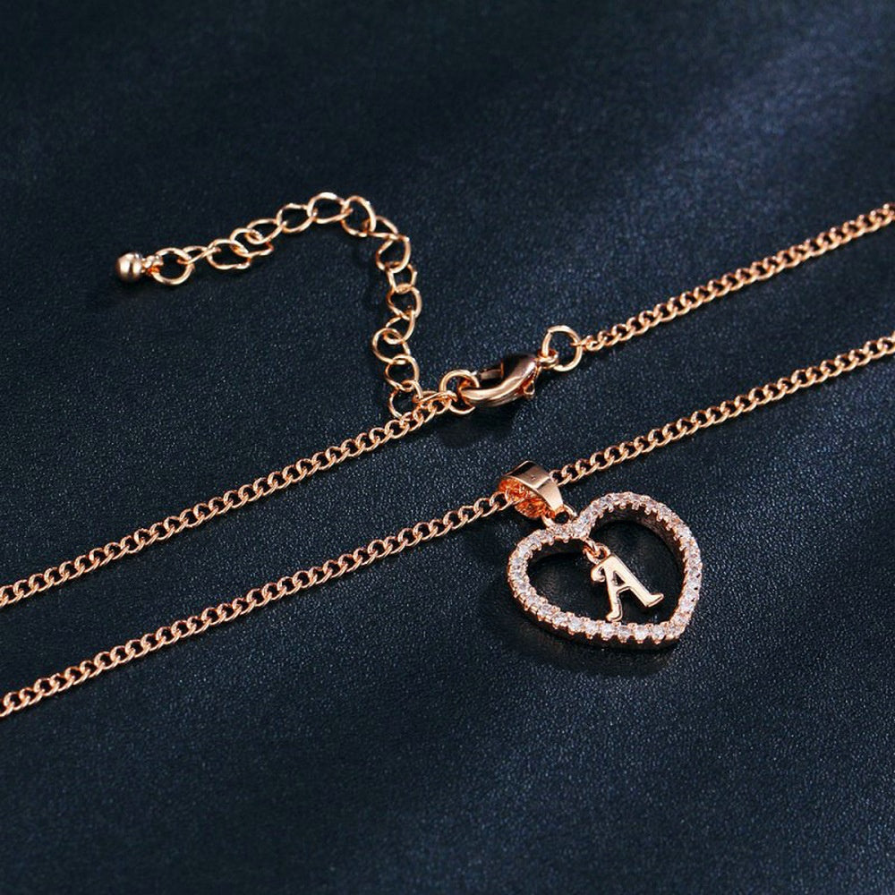 26 Letters Heart-Shaped Pendant Necklace