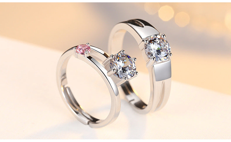 925 Sterling Silver Adjustable Couple Ring