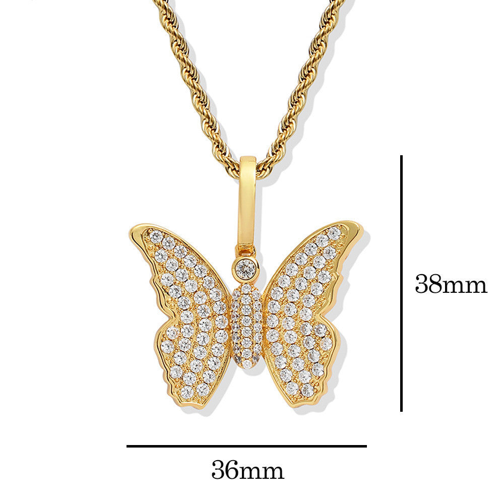 Butterfly Diamond Gold-Plated Necklace