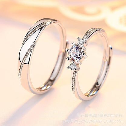 Him & Her Sterling Silver Couple Rings – Adjustable