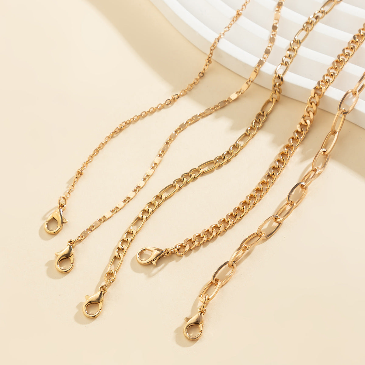 Simple Twin Cross Chain Bracelet for Women – Gold Electroplated Metal, Geometric Style, Personality Jewellery