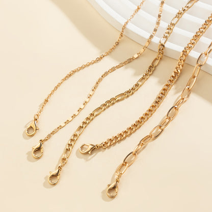 Simple Twin Cross Chain Bracelet for Women – Gold Electroplated Metal, Geometric Style, Personality Jewellery