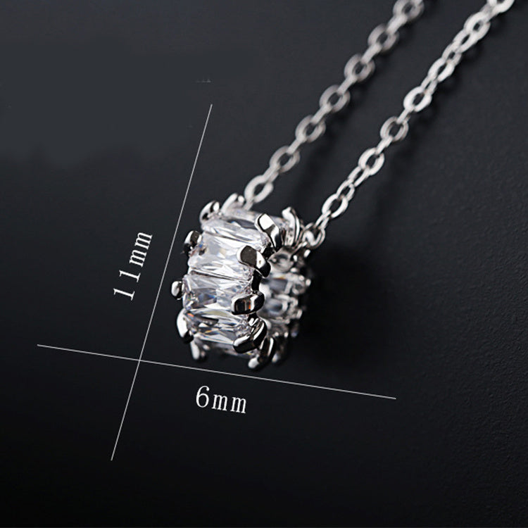 Cylinder Zircon Necklace with Rhinestones
