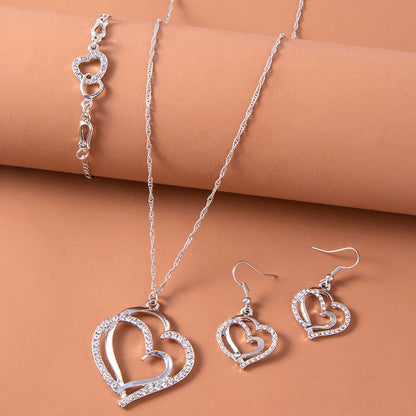Romantic Crystal Heart Jewelry Set for Women