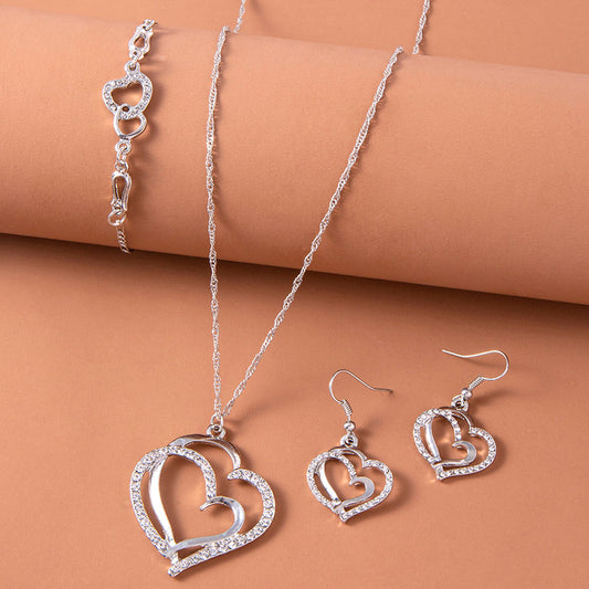 Romantic Crystal Heart Jewelry Set for Women