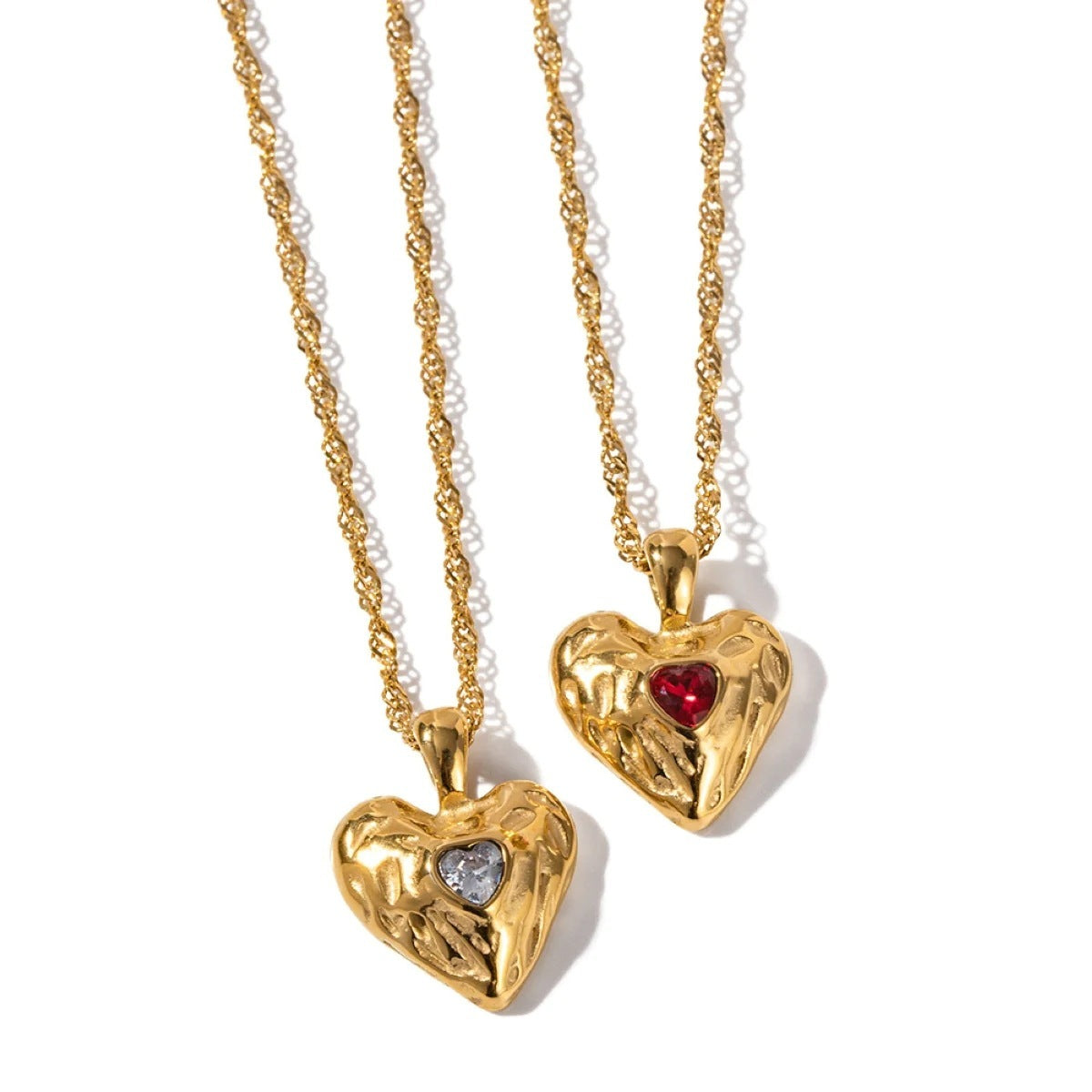 Alloy Heart-Shaped Necklace with Diamond