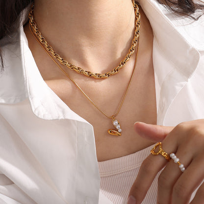 French Retro Pearl Love Necklace