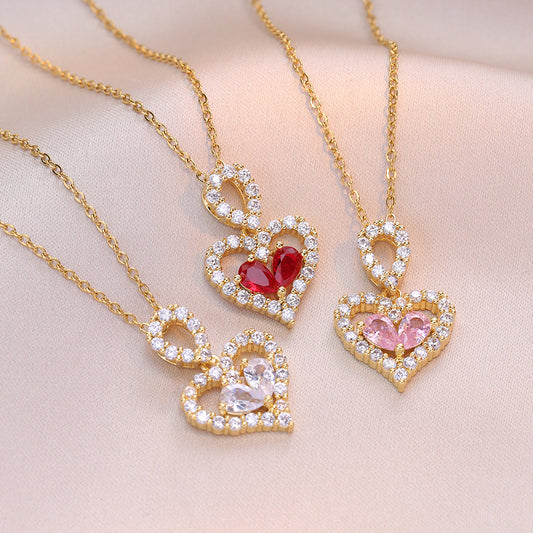 Rhinestone Crystal Heart Pendant Necklace