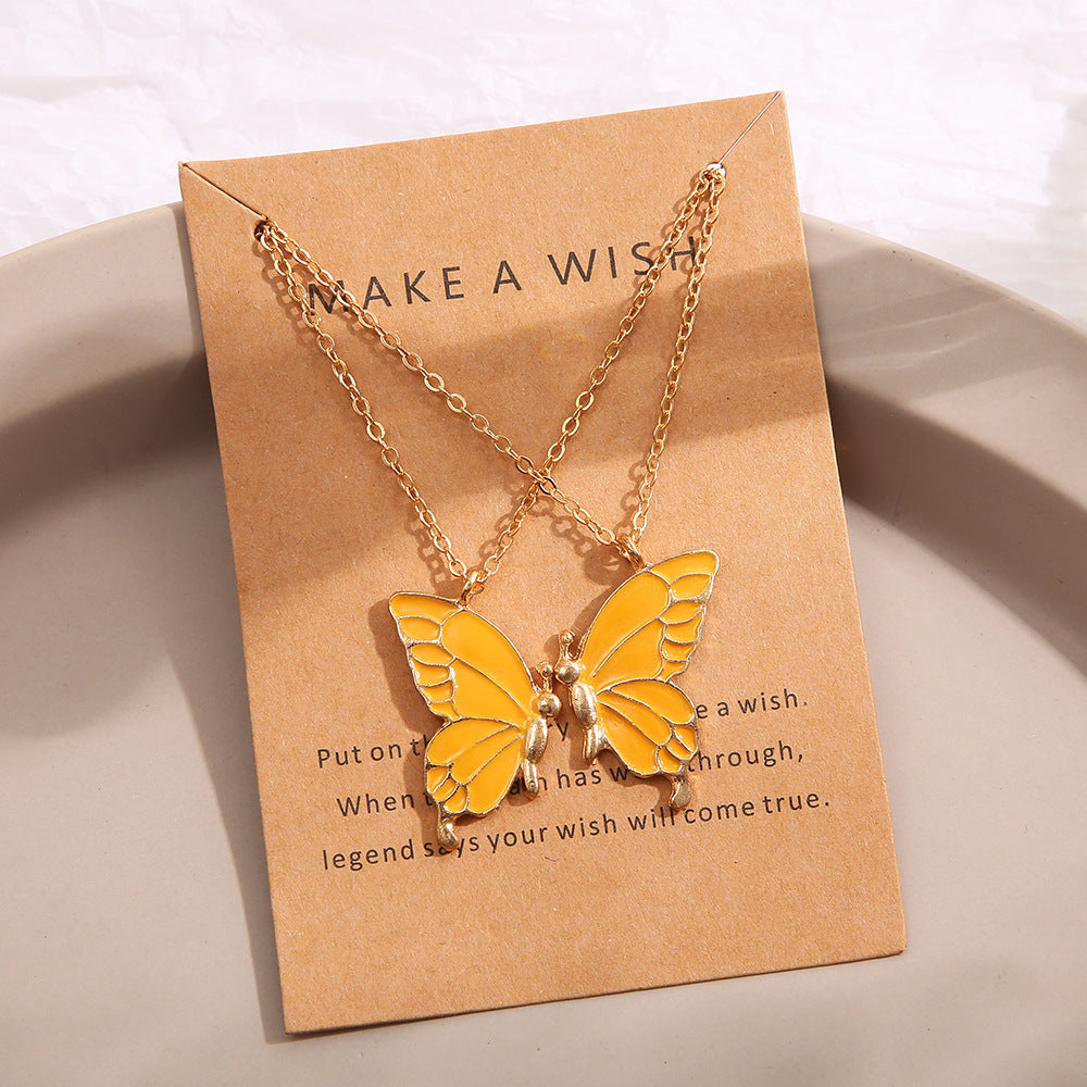 Coloured Butterfly Necklaces, 2Pc & 1Pc