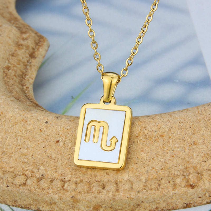 Square Shell Zodiac Necklace